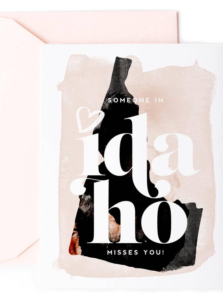 Someone In Idaho Misses You - Love Greeting Card for wholesale by Kitty Meow Boutique