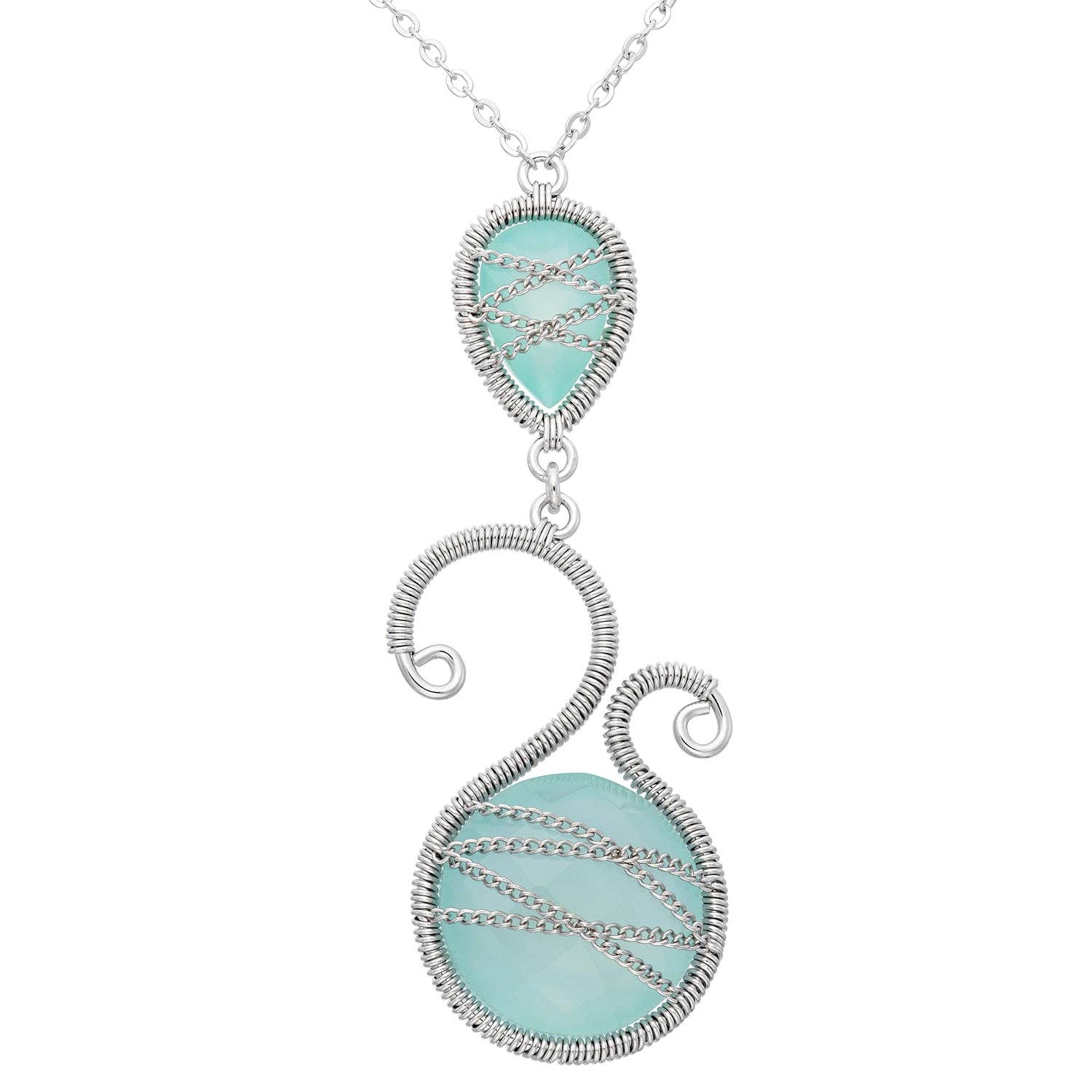 Sterling Silver Asymmetric Necklace w/Pear&Rnd Chalcedony and other Wholesale seconde main luxe for your store trending on Faire.