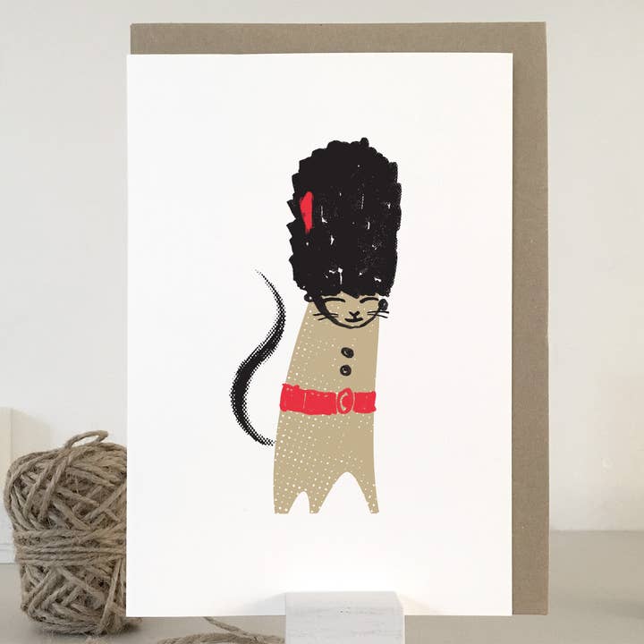 Tarjeta London Beefeater Cat | Tarjeta de felicitación | Tarjeta de uso diario para venta al por mayor de Purpose & Worth etc
