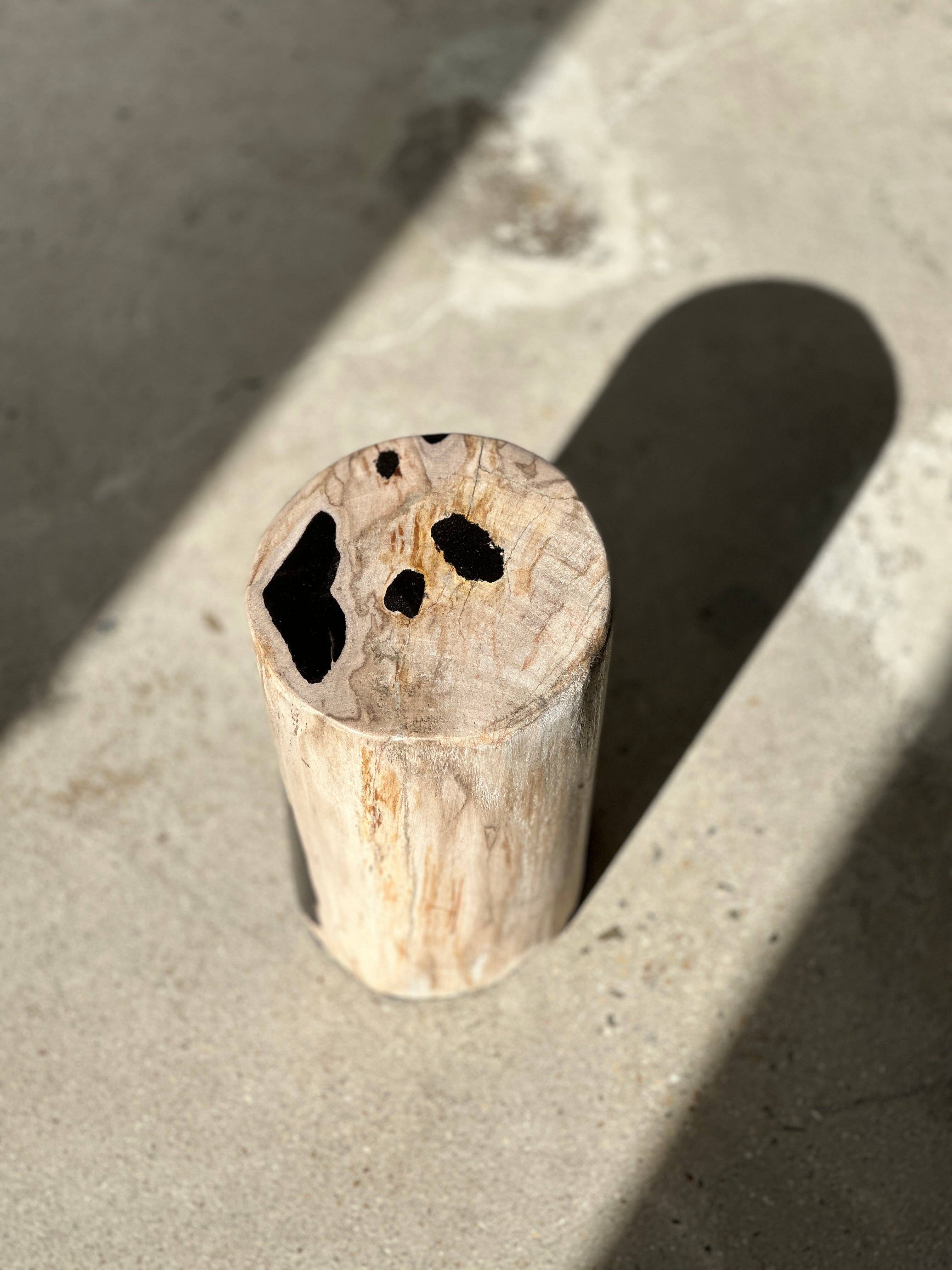 Office Objets - Wholesale Side Table - White petrified wood side table with black spots H:27.5 D:1825