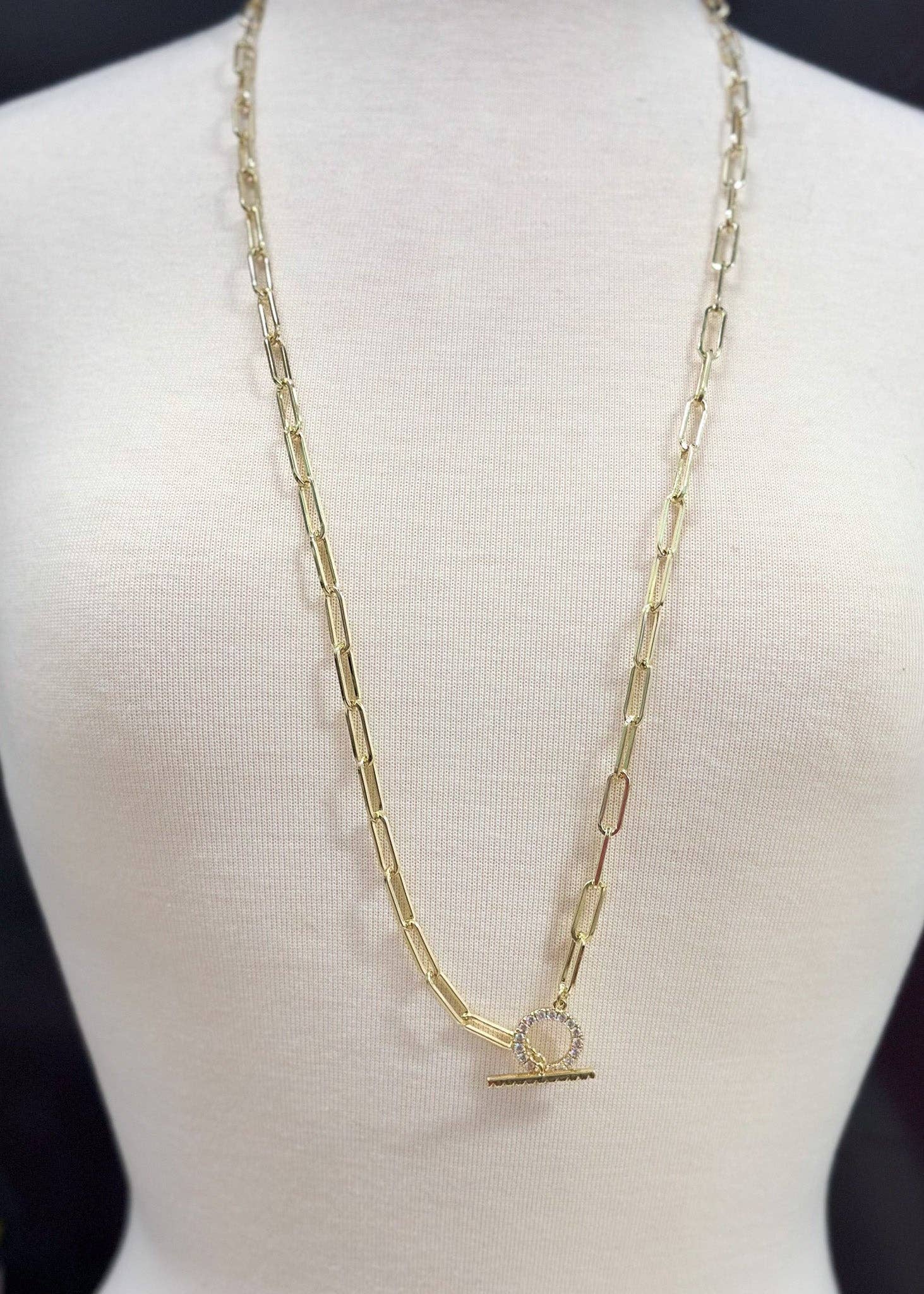 Nette Road Wholesale - Vente Colliers à pendentif - Collier CZ Toggle Paperclip2