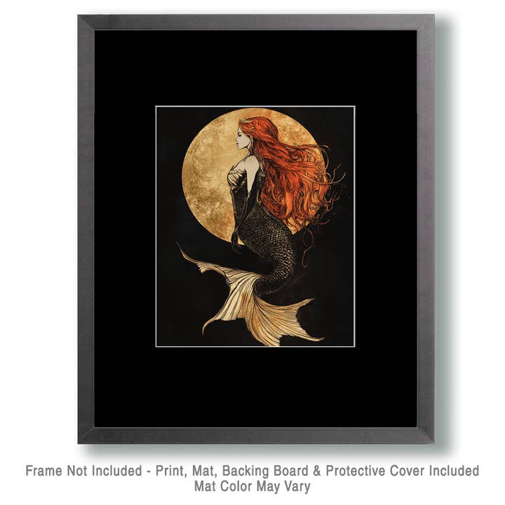 Mowbi – wholesale Art print – Gothic Mermaid - Wall Art Print - Ocean Seaside Beachcore - 8"x10" Artwork - 11"x14" Matte
