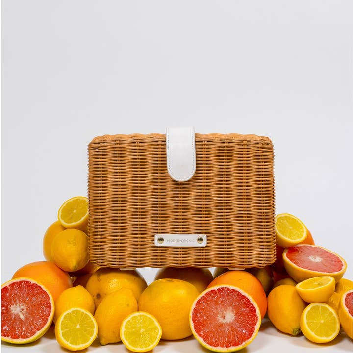Modern Picnic - Vente Sac/boîte repas - Pochette à Collations en Osier – Pochette d'Été Isolée pour Femmes5