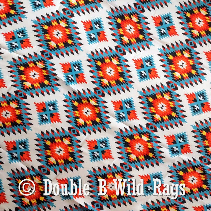 Double B Wild Rags - Wholesale Bandana – Women's - Wild Rag Bright Red, Turquoise, Yellow Aztec Cowboy Western Neck Scarf Bandanna by Double B Wild Rags6