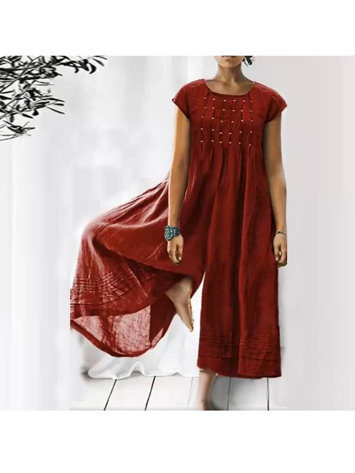 Sweetkama - Wholesale Jumpsuit - Women's - Ladies Short Sleeves Overalls Loose Daily Jumpsuit 2385