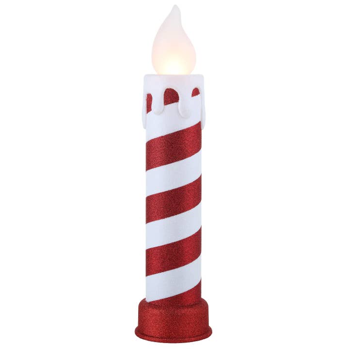 24" Vintage Blow Mold Glittered Candle - Red/White for wholesale by Mr. Christmas