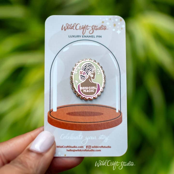 Desi Girl Magic Hard Enamel Pin for wholesale by Wild Croft Studio