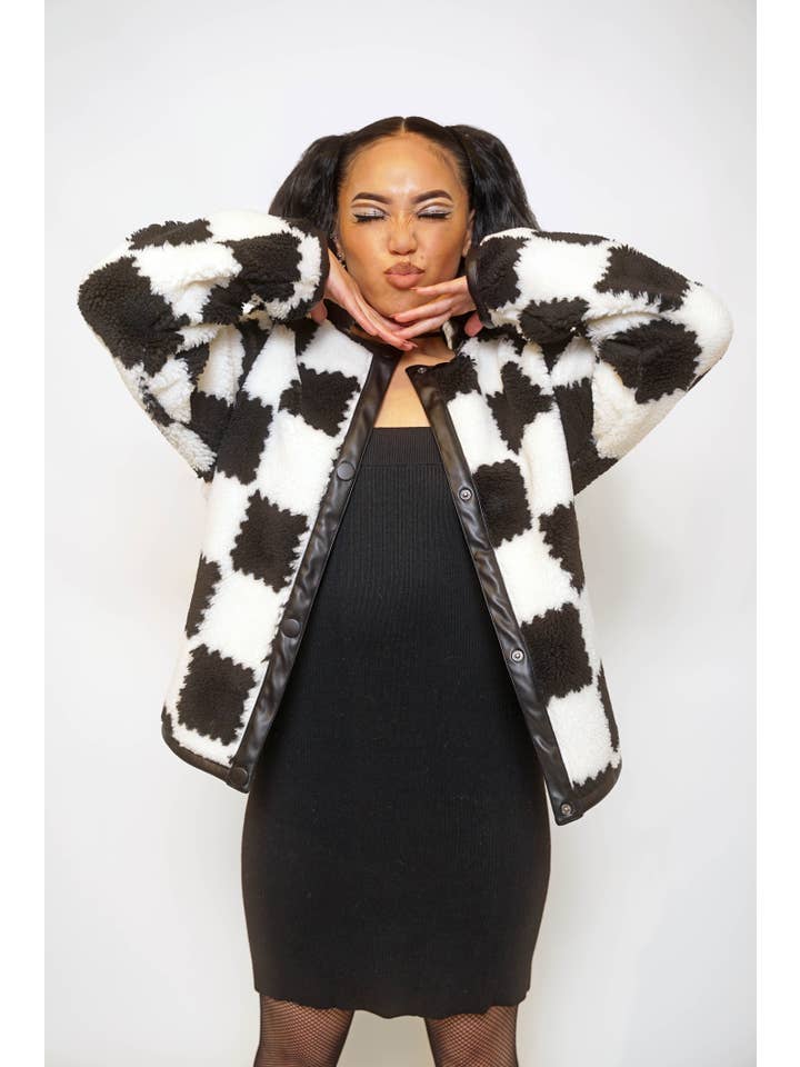 Sweet Rain - Wholesale Jacket - Women's - Heavyweight Checkered Jacket4