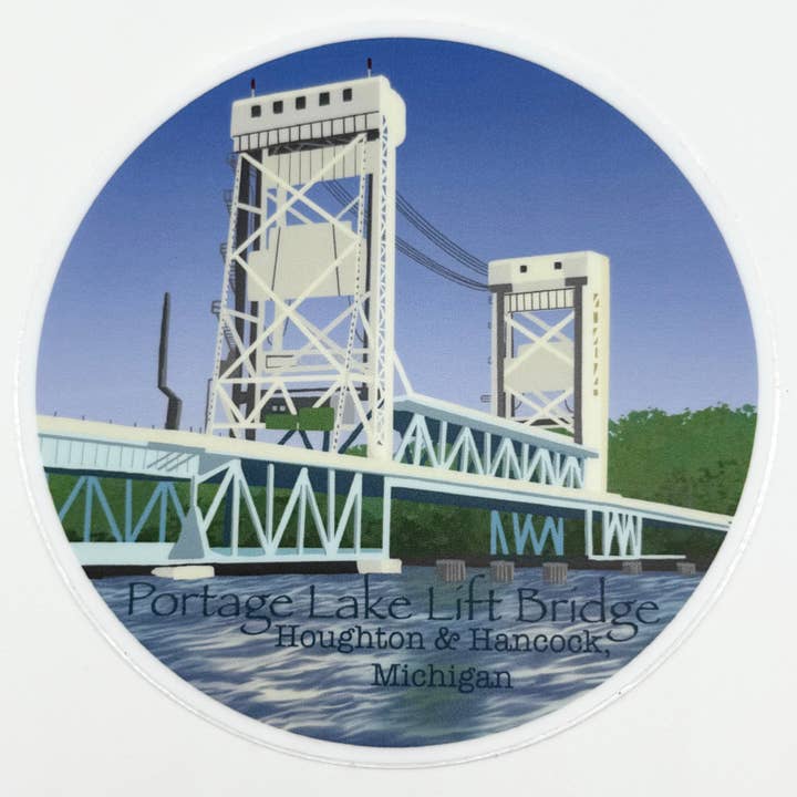 Portage Lift Bridge Sticker for wholesale by MI Woodland Art Studio