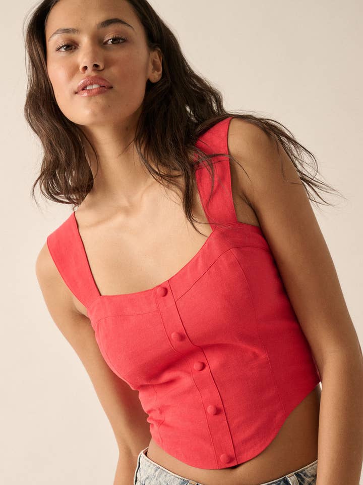 Topo Crop Sweetheart Solid Sweetheart por atacado de Promesa USA