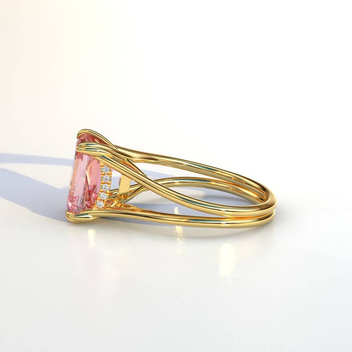 Mohana Jewels - Luxury – Anel de noivado por atacado – Anel de Noivado com Diamante Cultivado em Laboratório Rosa Intenso Fancy Corte Esmeralda - Tesira9