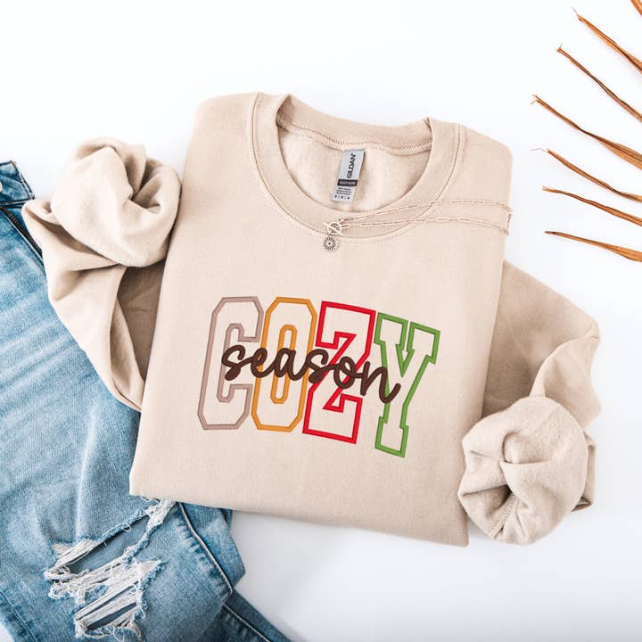 Cozy Season Embroidered Sweatshirt for wholesale by Cute N Sassy