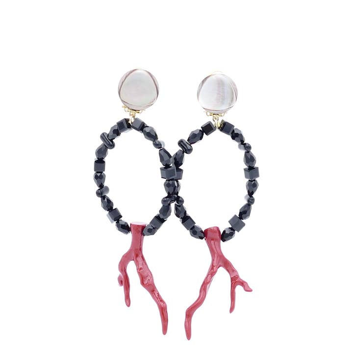 Deva Clips de Oreja Criolla Rojo y Negro para venta al por mayor de Cátia Levy Designer