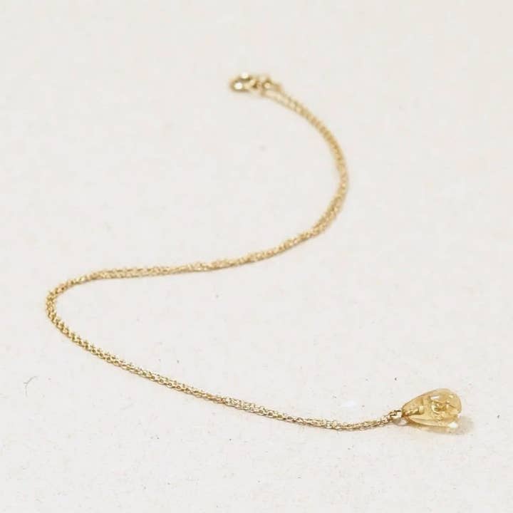 Mini-Tropfen-Citrin-Halskette für den Großhandel von Frankie and Eugene