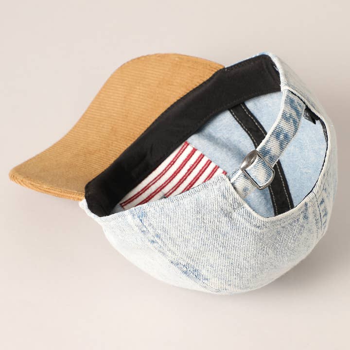 DENIM BLUE Embroidered US Flag Two Tone Baseball Cap for wholesale on Faire