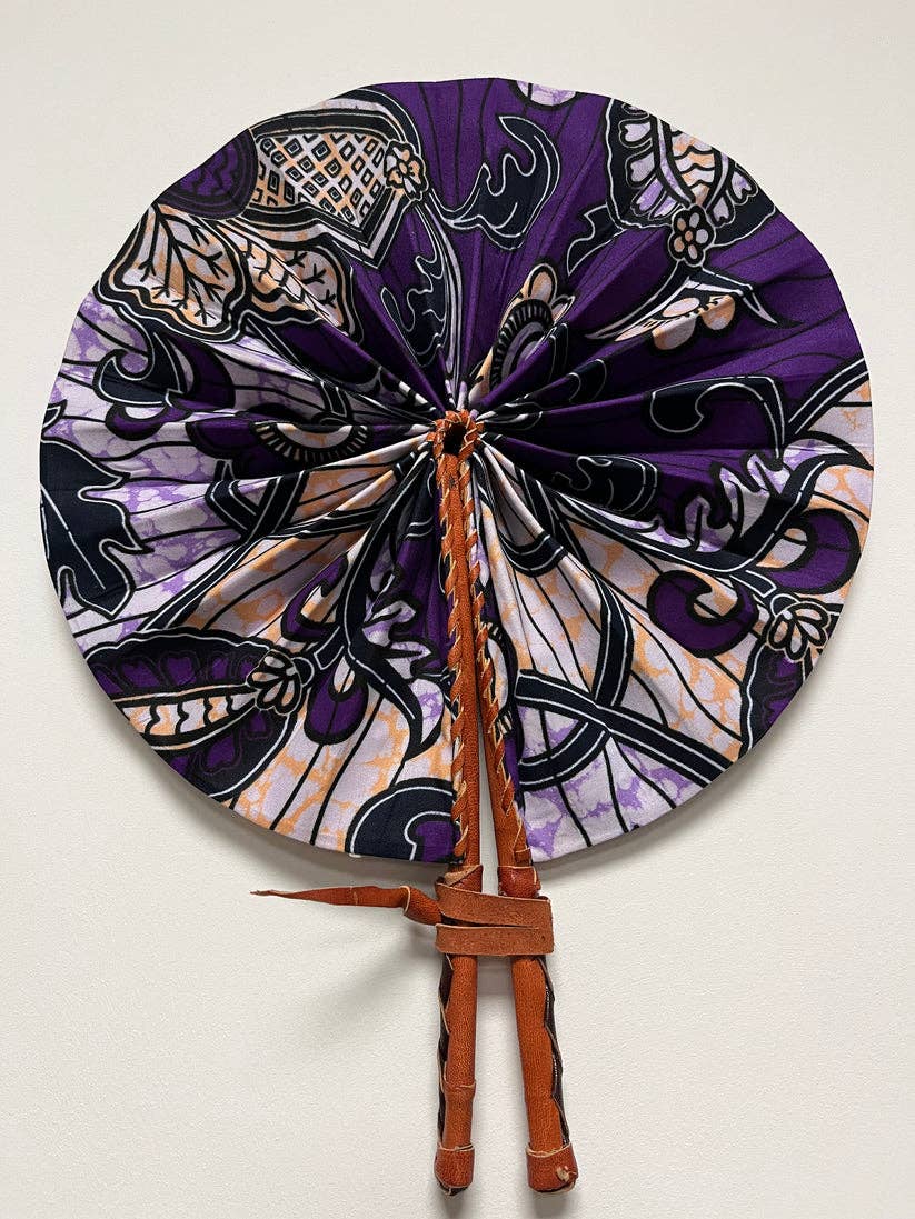 High crafty – wholesale Handheld folding fan – Colorful Fabric Fan | Handmade Folding Fan with Leather Hand0