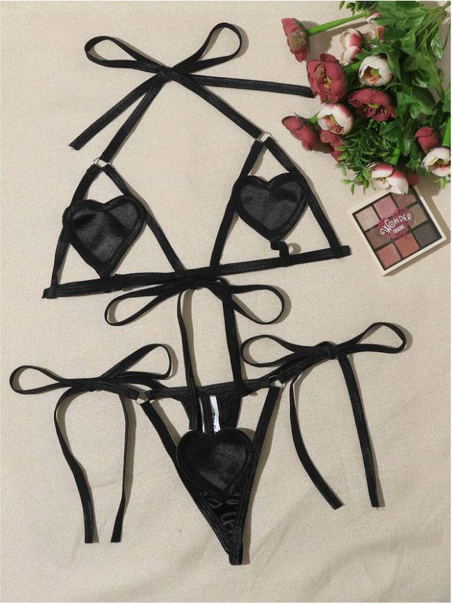Tourtiwi - Wholesale Lingerie Set - Women's - Sexy lingerie hollow heart exposed breasts sexy suit