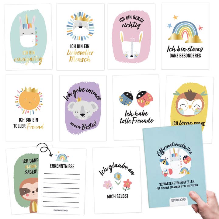 Papierdrachen - Wholesale Stationery/Notecard Set - Affirmation cards - animals