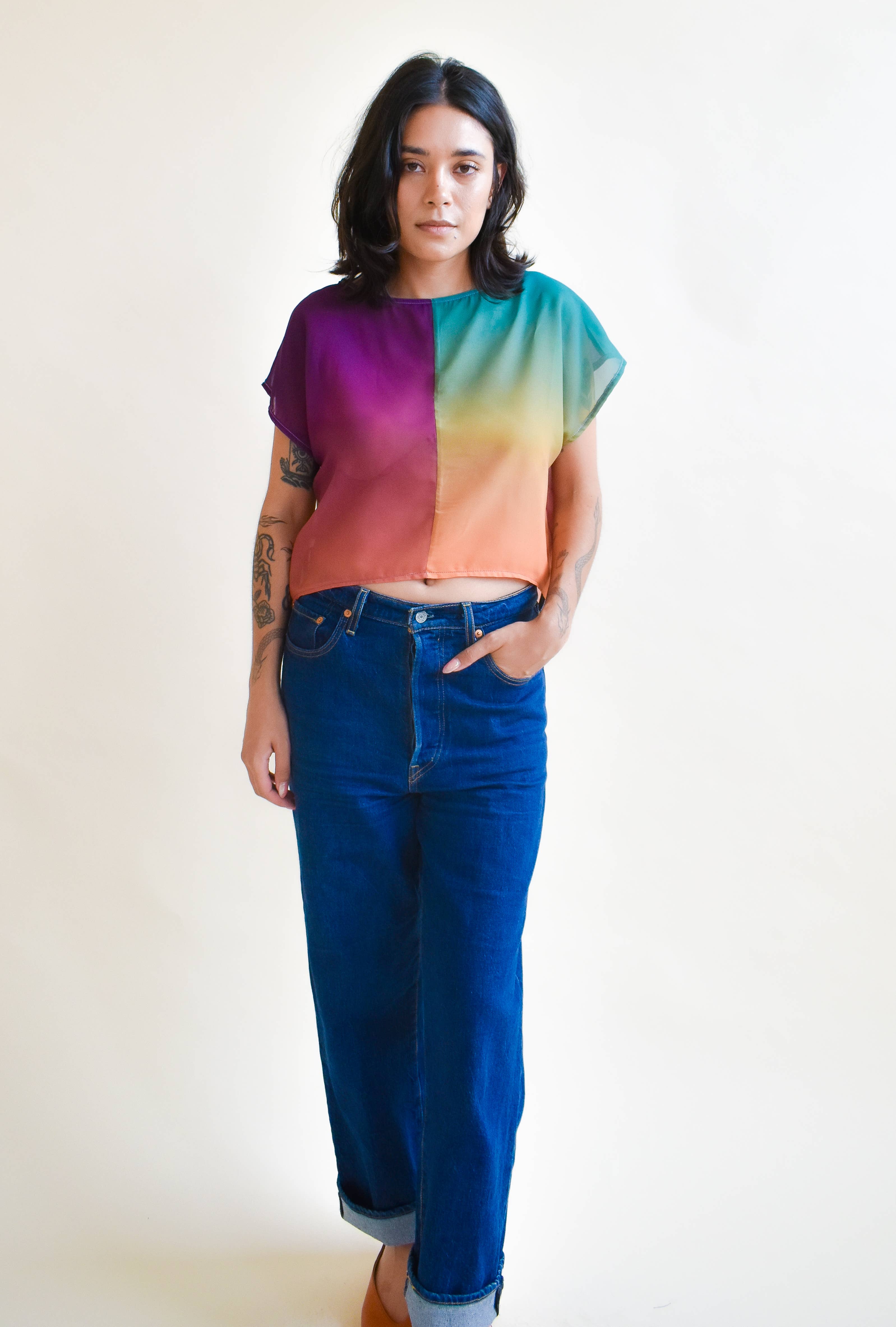 Altar - Wholesale Blouse - Women's - OOAK Fox Crop in Sunset7