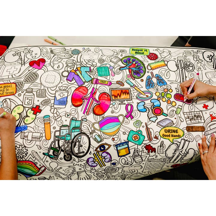PERSONALIZED Kidney and Dialysis Awareness Coloring Poster | Nephrology Appreciation for wholesale by Artistic Chaos Ink