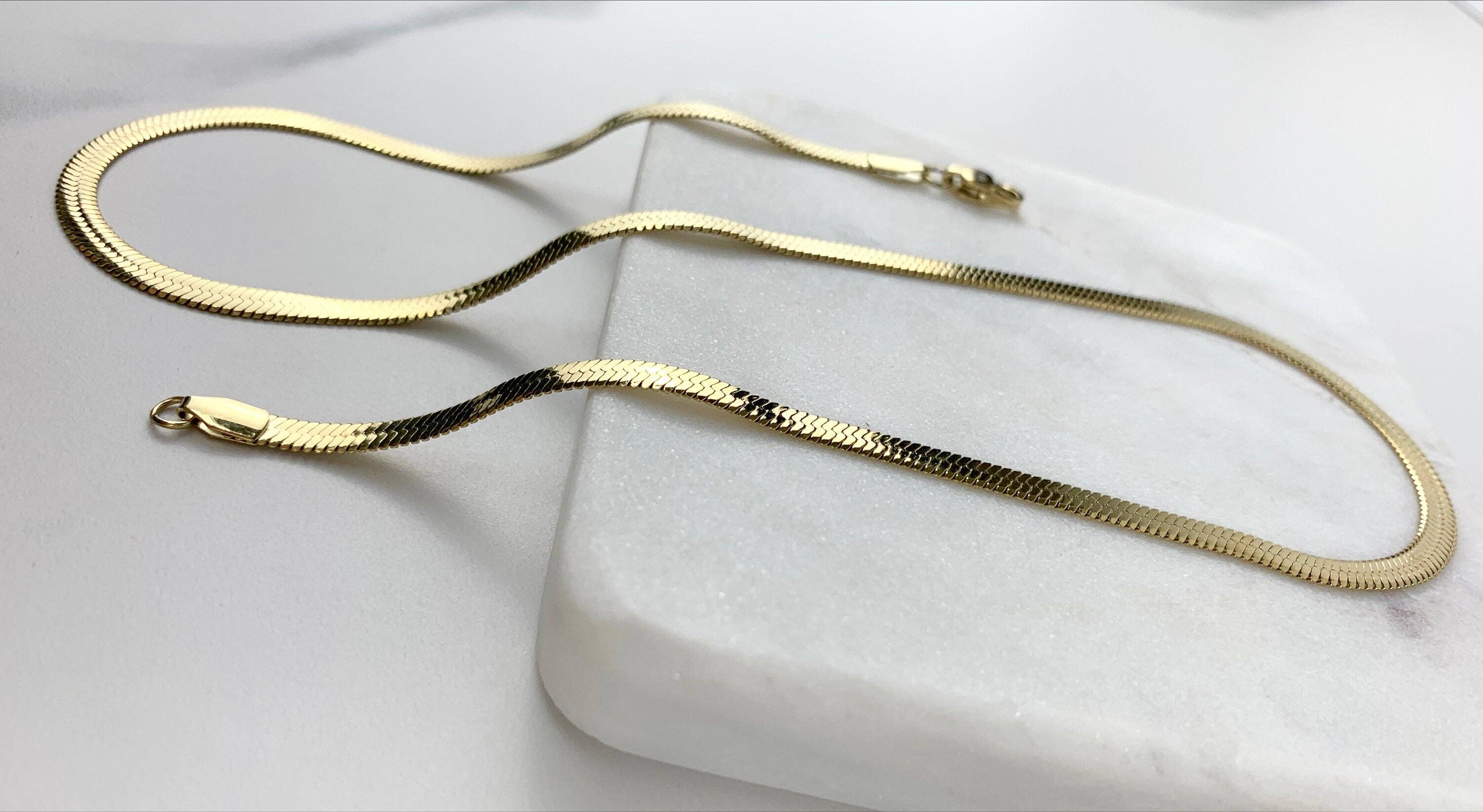 DIJU Jewelry - Wholesale Schakelarmband - 14k goud gevulde visgraatslangenketting 4 mm, ketting, armband of enkelbandje voor groothandel in sieraden maken7