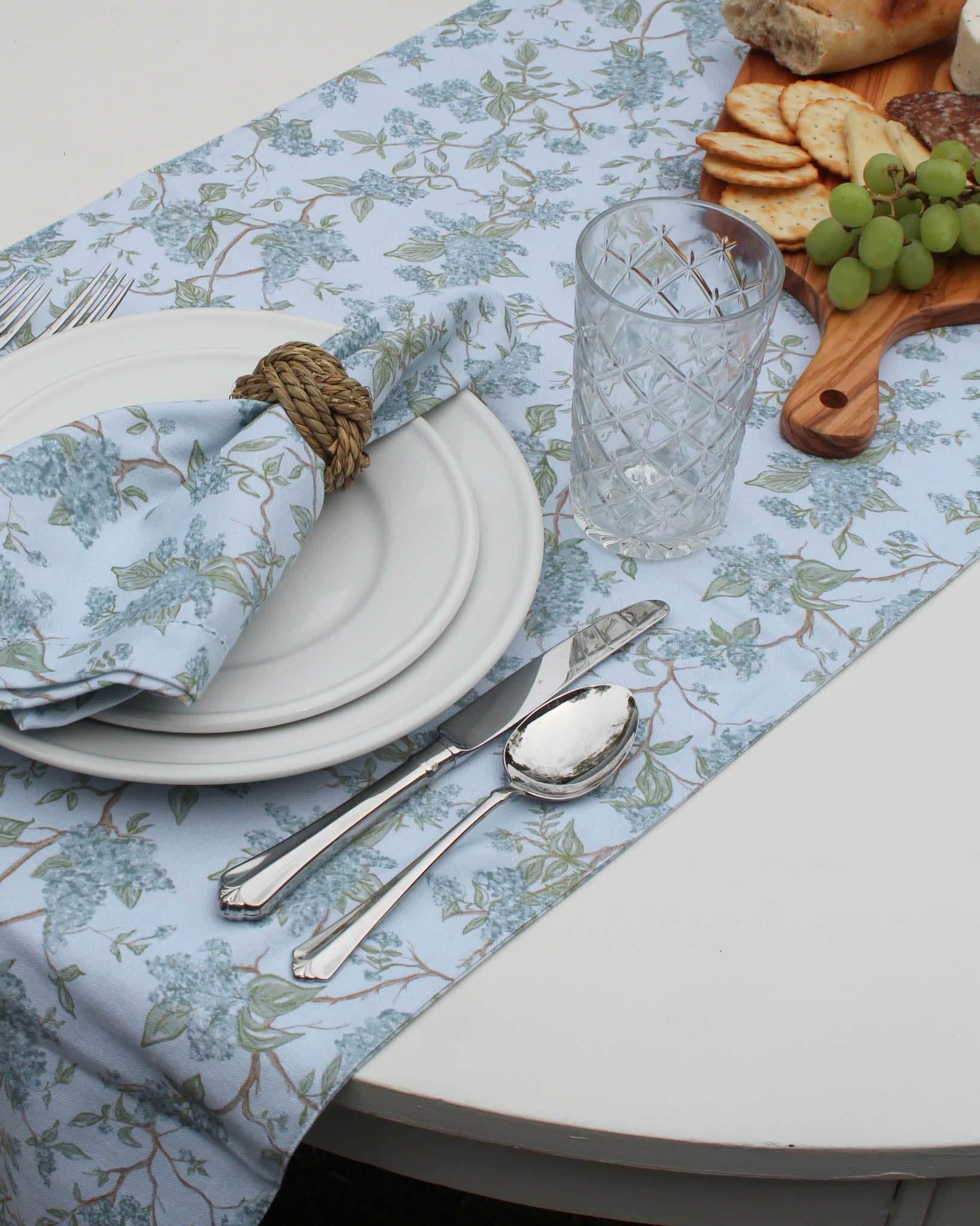 Hyacinth Blue Floral Table Runner for Weddings and Holidays  for wholesale on Faire0