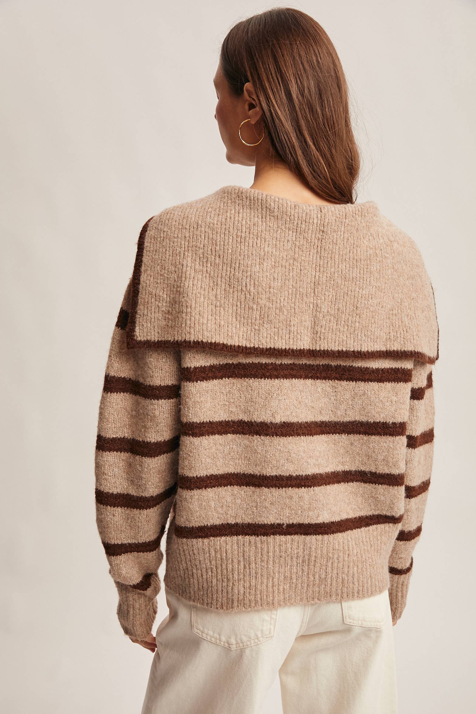 Forte - Vendita all'ingrosso Maglione tricot - Donna - Maglione a Maglia con Colletto da Marinaio a Righe FSW001217