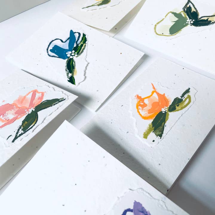Atelier By Cat - Wholesale Everyday Greeting Card - Hand Painted Seed Paper Cards, Plantable Eco Friendly