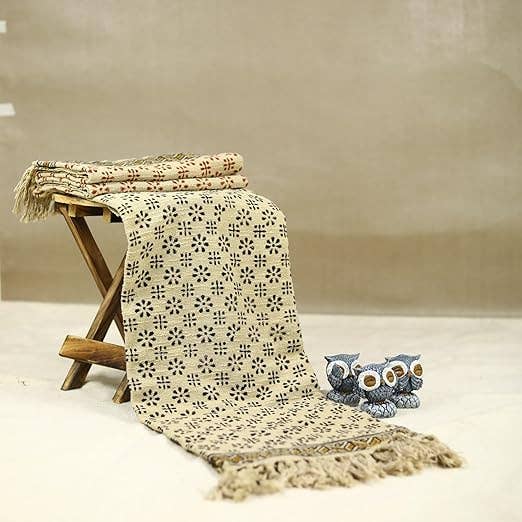 Bagru-Siyah Block Print 100% Cotton Throw Blanket 8 for wholesale by Gulab Homes