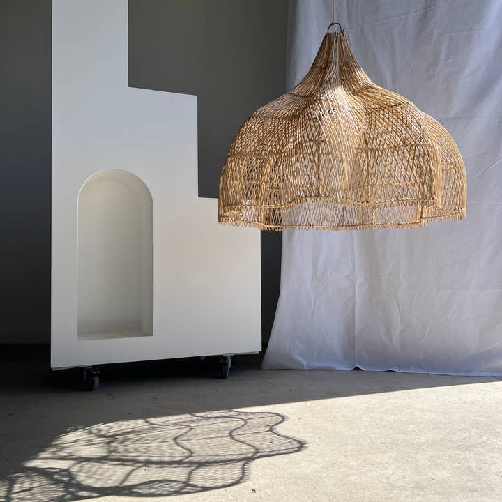 Office Objets - Wholesale Chandelier/Hanging Light - Pendant light, flower-shaped rattan fixture, tulip, corolla H:80cm D80cm29