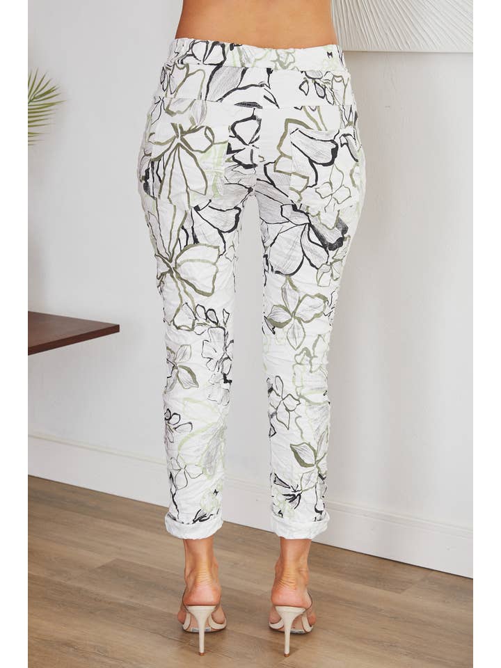 VENTI6 - Wholesale Pants - Women's - ART FLORAL PRINT CRINKLE JOGGER PANTS (21366-ARTFLORAL)6