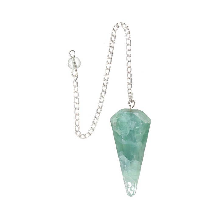 Faceted Green Fluorite Pendulum (FAC57) for wholesale by Vives de la Cortada S.L