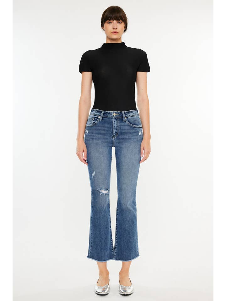DARK OPEN PACK HIGH RISE CROPPED BOOTCUT JEANS-KC20019D for wholesale on Faire6