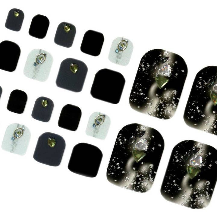 Black Silver Ombre Toe Nail Wraps / 3D Toe Nail Polish Strips / Beach Blue Sky Toe Nail Stickers / Pedicure Ombre Women Toe Nail Wraps for wholesale by ClebleNails