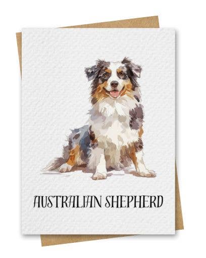 Paper Kuts - Wholesale Everyday Greeting Card - Watercolour Australian Shepherd Dog Card Inc. Kraft Envelope0