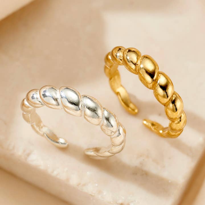 Twisted åben ring for engroshandel hos Posh Totty Designs