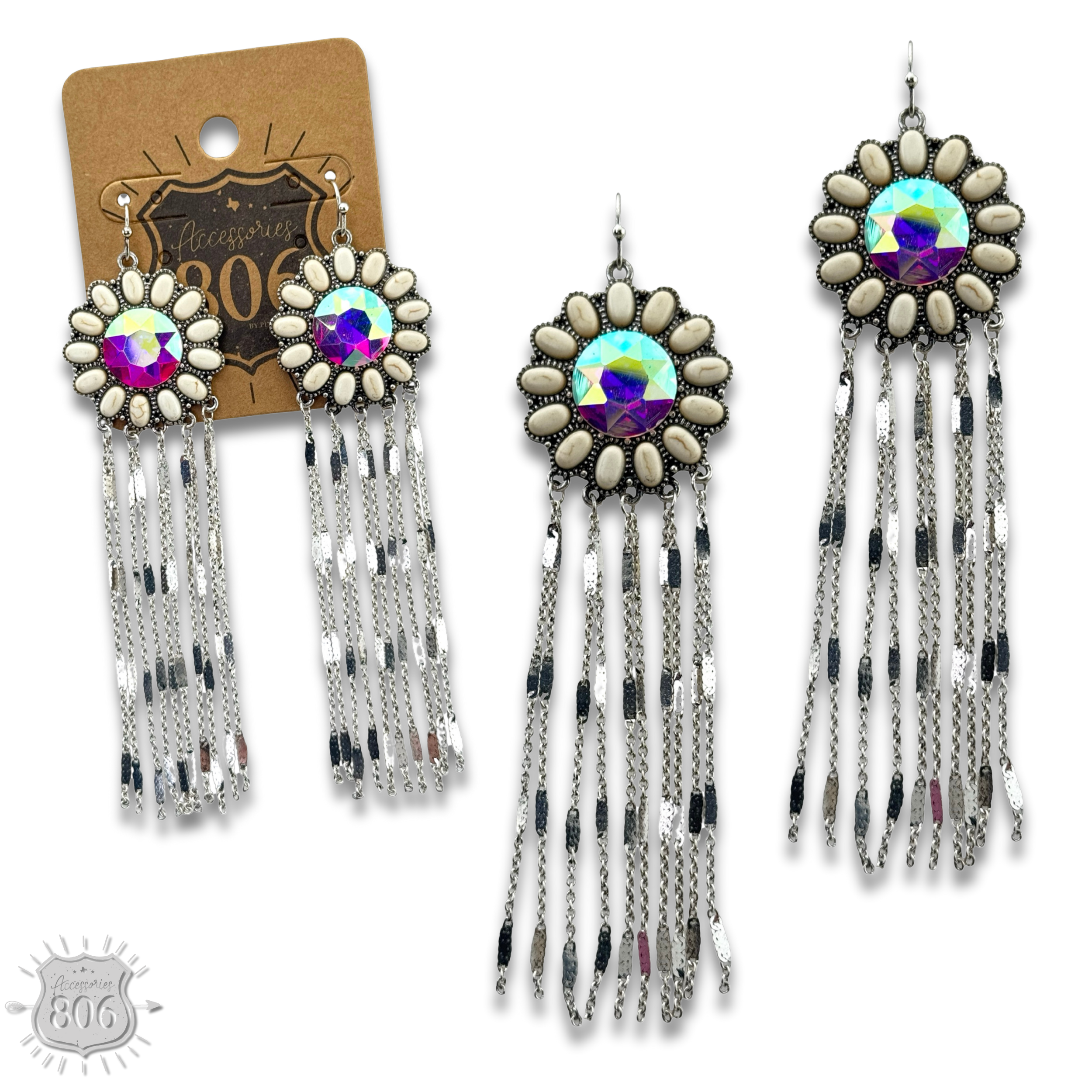 Pink Panache Brands - Wholesale Tassel Earrings - Flower concho fringe earring2