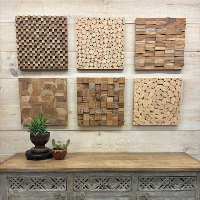 Asia West - Wholesale Gallery Wall Set - Geometric Wood Wall Art Panel- (16" x 16")17