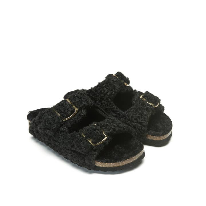 Black double-strap slipper. Art. MI9056 for wholesale by Mandél