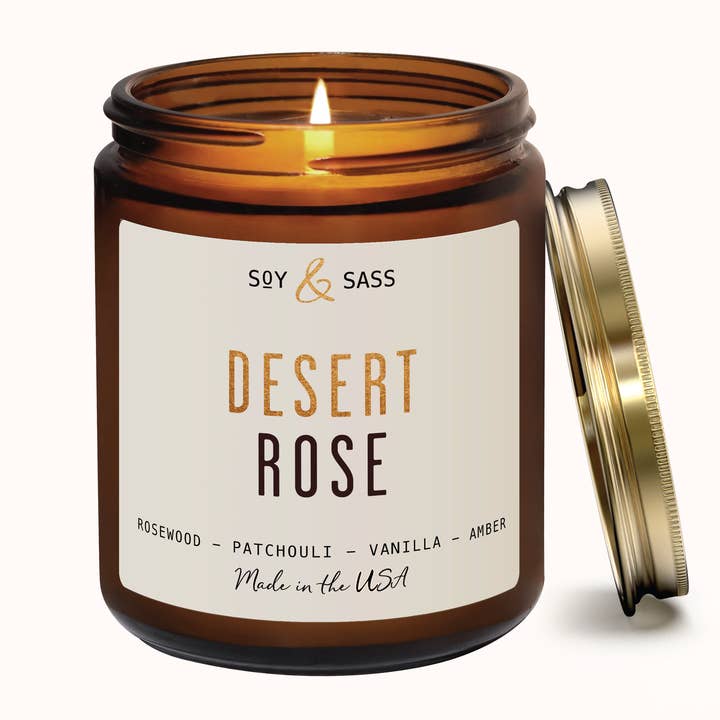 Bougie en soja Desert Rose 7,2 oz Décoration intérieure et cadeaux pour la vente par Soy and Sass