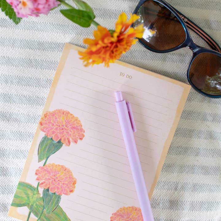 Gather Goods Co - Cards, Coasters, Tea Towels, Art, Mugs - Wholesale Notepad - Flowers Notepad, To-Do List, Orange Zinnias0