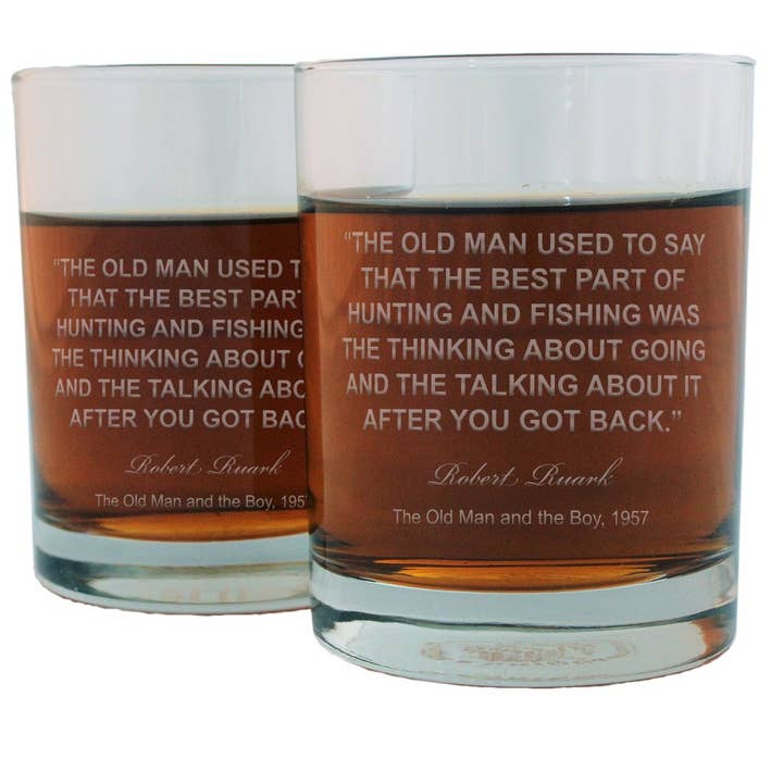 Bicchiere da whisky in cristallo italiano con citazione famosa Robert Ruark per la vendita all'ingrosso da parte di Famous Whiskey Glasses