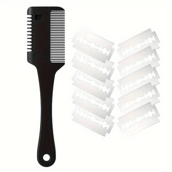 DIYSTORE – wholesale Pet grooming tool – Dog – Pet Razor Comb with 10 Replacement Blades, 2-in-1 Dog & Cat Hair Trimmer and Groomer - PP Material Double-Sided Cutting Comb for Various Breeds - Safe Grooming Tool for Shedding and Thinning - For Dog & Cat Owners - Suitable for Regular Grooming2
