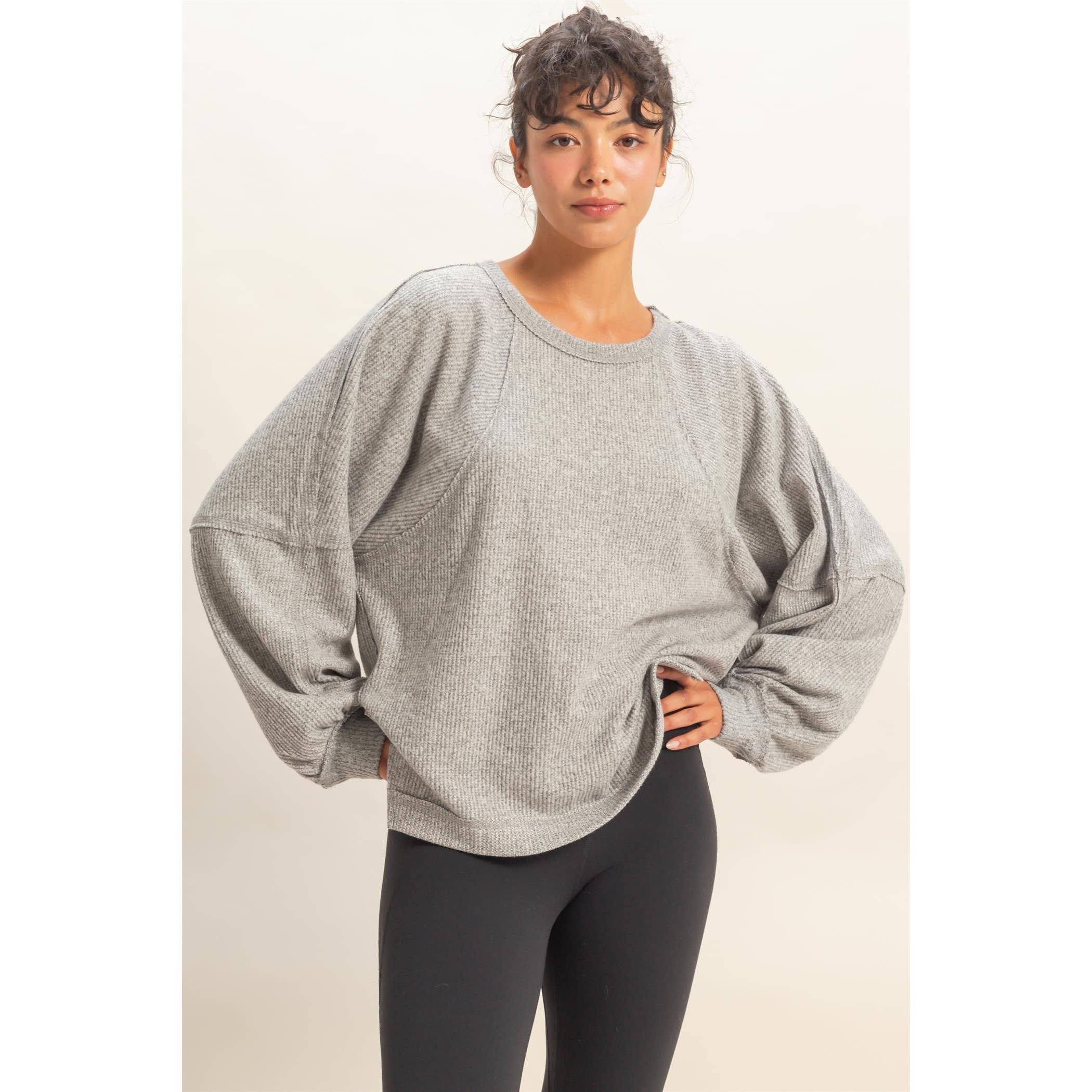 HYFVE - Vente Haut en maille – femme - Haut décontracté à manches longues en maille gaufrée brossée5