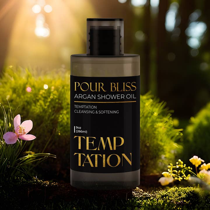 Temptation Pour Bliss Cleansing Argan Shower Oil - 9oz for wholesale by The Midwest Sea Salt Company
