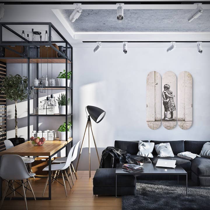 Banksy Brother Sister Love Skateboard Wall Art Banksy Print for wholesale by SkateboardArtsy