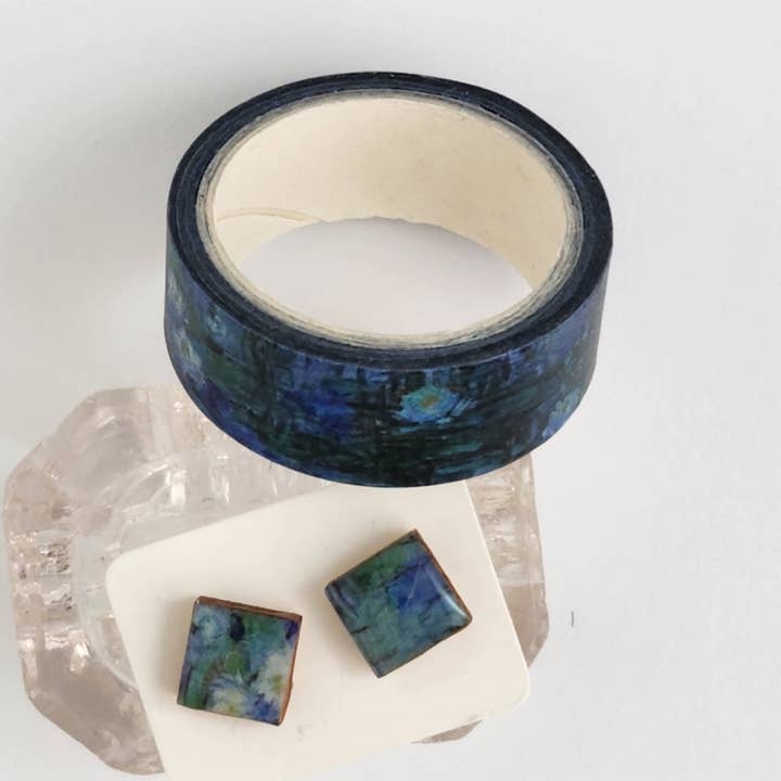 Washi Tape Monet blauwe wateroorbellen met kleine paaltjes voor wholesale door Sweet Space Studio