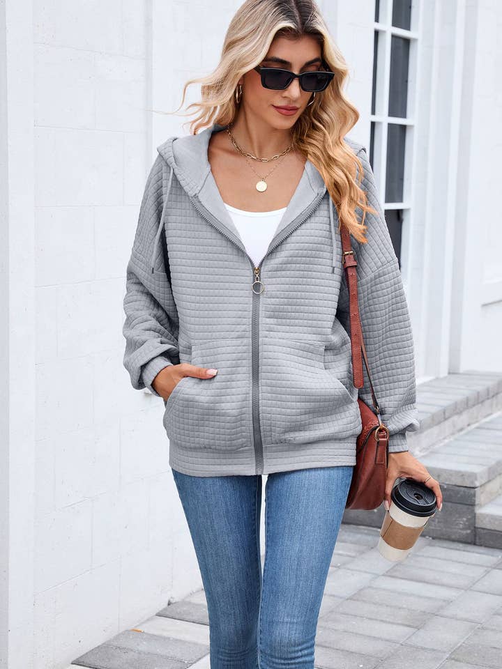 Hope & Sunshine - Wholesale Hoodie – Women's - Solid Full-Zip Hoodie with Pockets4