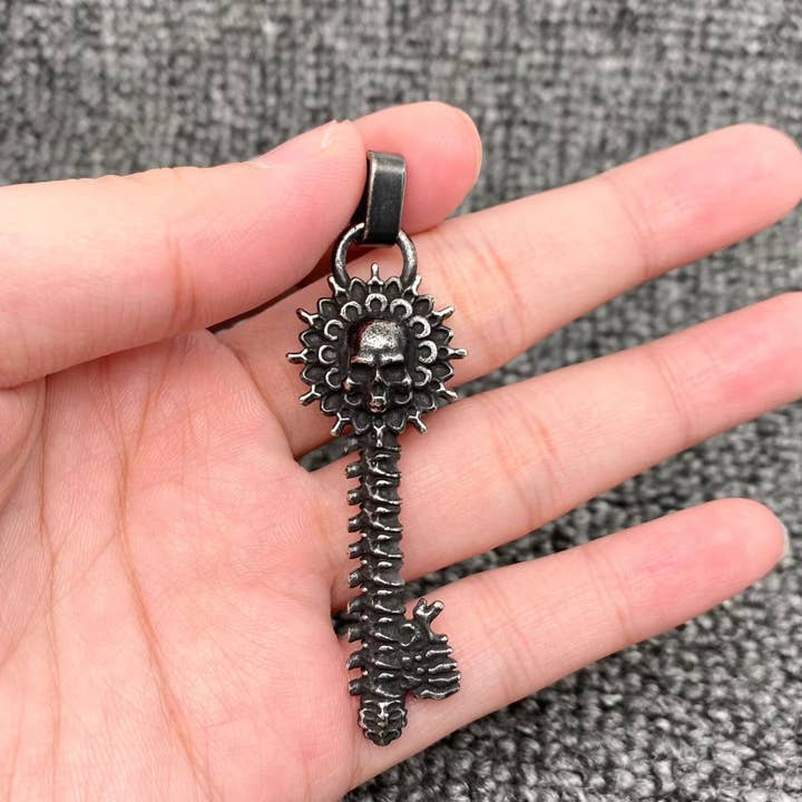 Biker Jewelry Stainless Steel Skull Key Pendant - MJ/MNP for wholesale by Mio Queena