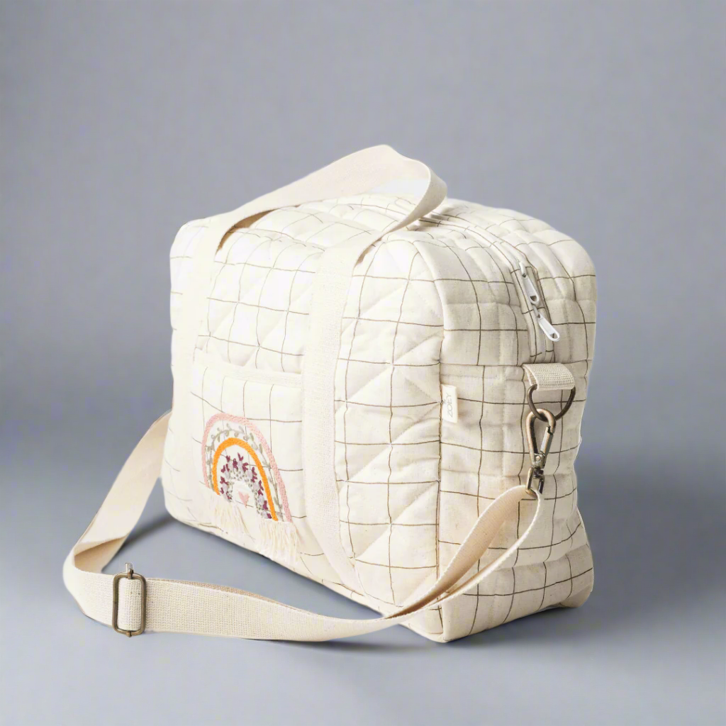 Zoey Inc. - Wholesale Luierrugzak/tas - Baby - Handgeborduurde Regenboog Katoenen Luiertas1